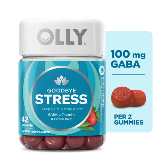 Goodbye Stress Gummy, Stress Support, GABA, L-Theanine, Lemon Balm, Chamomile, Berry, 42 Ct