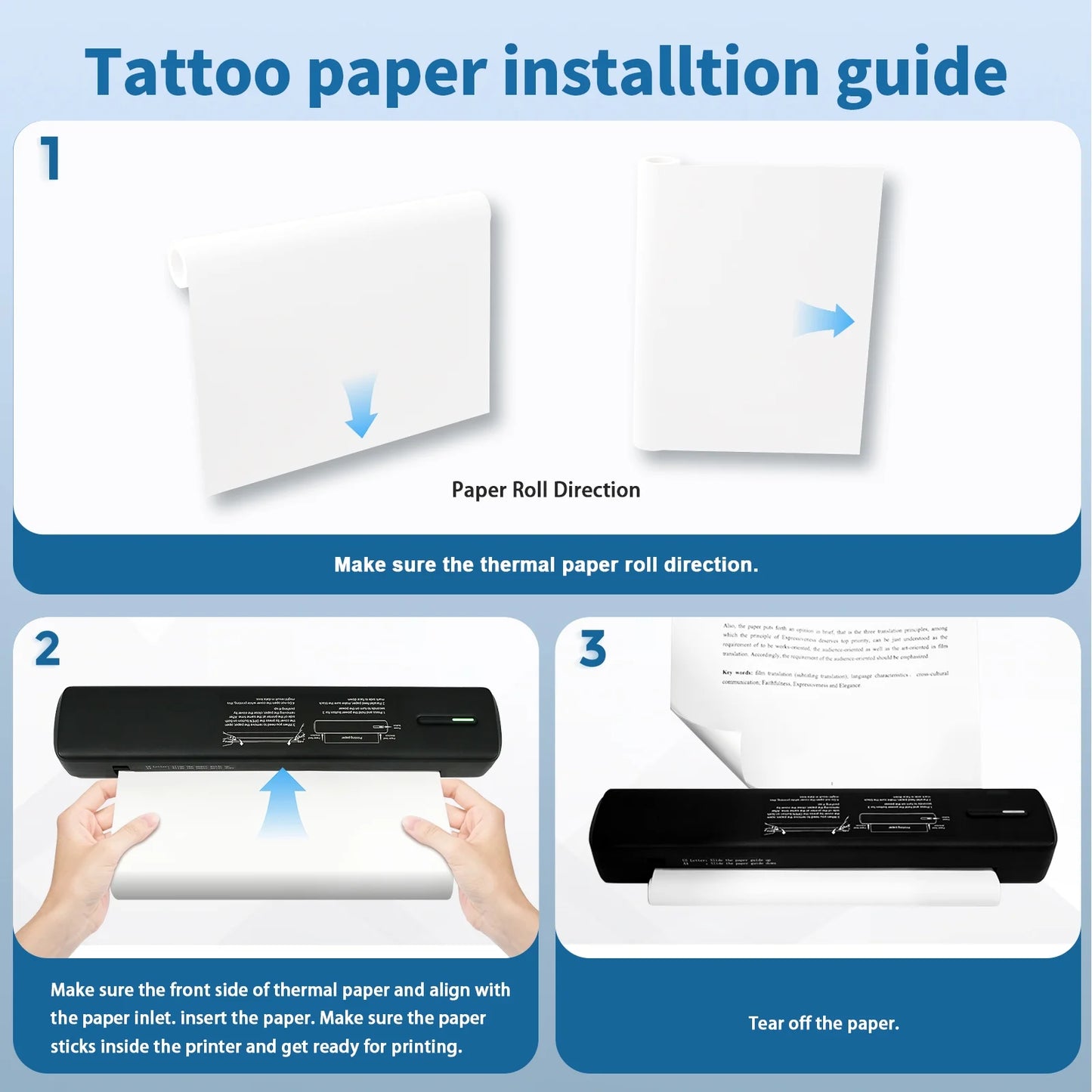 Thermal Printer, Wireless Printer Support US Letter & A4 for Travel, Inkless Portable Compatible with Ios Android Laptop for Home Car Office