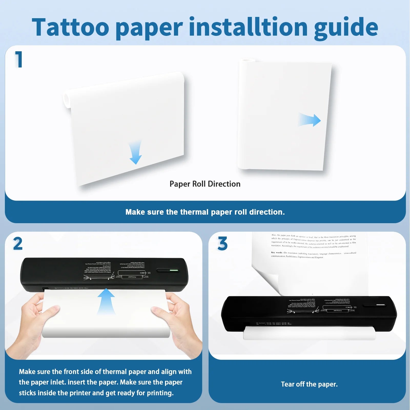 Thermal Printer, Wireless Printer Support US Letter & A4 for Travel, Inkless Portable Compatible with Ios Android Laptop for Home Car Office