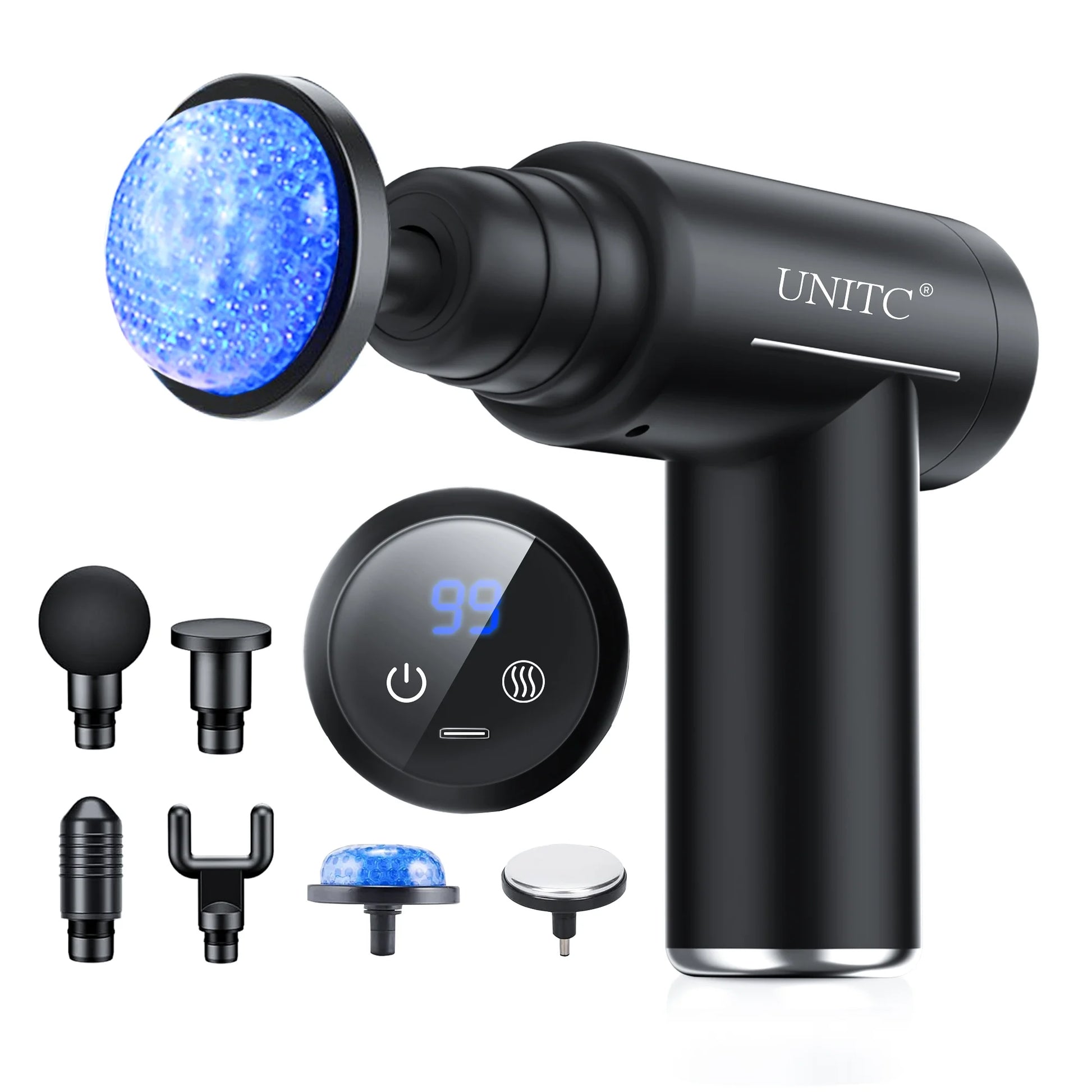 Mini Massage Gun with Heat&Cold, Deep Tissue Messager with 6 Heads, Gifts