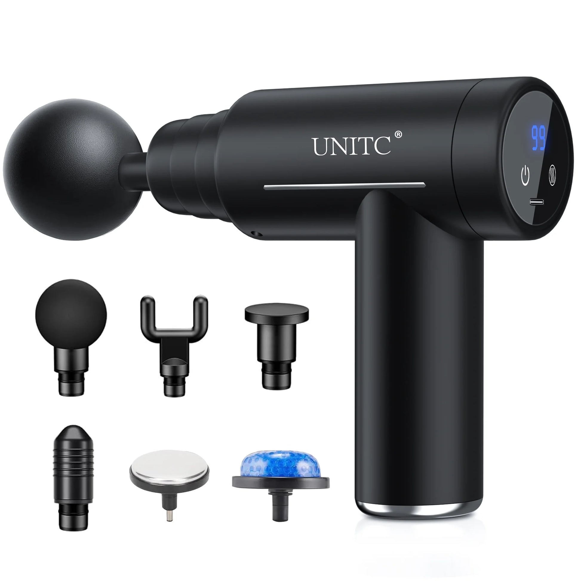 Mini Massage Gun with Heat&Cold, Deep Tissue Messager with 6 Heads, Gifts