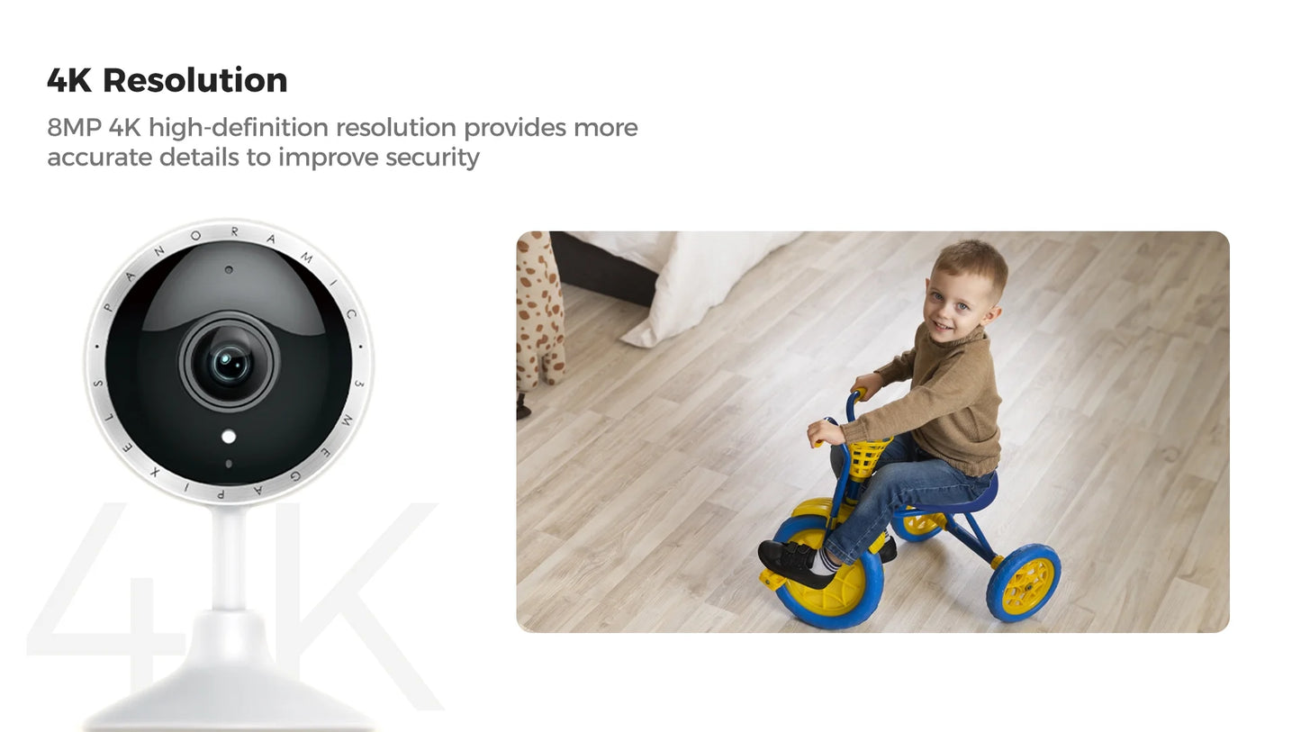 8MP Pixel 4K Smart Home Indoor Security Camera, 2.4G WIFI with Night Vision,Motion Detection for Baby and Pet Monitor, Cloud & SD Card Storage, Works with Alexa& Google Assistant P160M