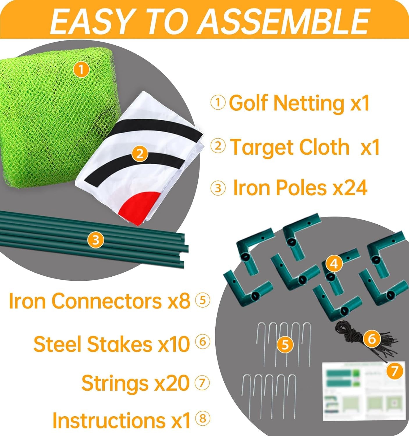 Golf Cage Net with Steel Frame and Target: 10X10X10FT Heavy Duty Practice Net for Backyard Driving & Indoor Driving Range Outdoor Training