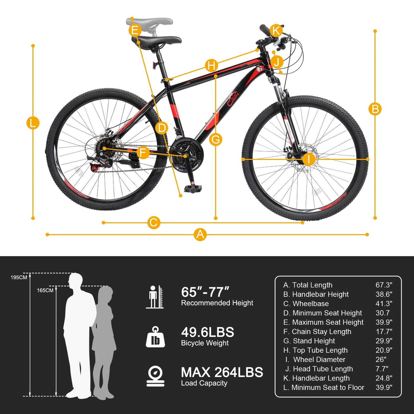26" Lightweight Explorer Mountain Bike, 21-Speed for Men and Women Disc Brakes & Suspension, Red/Black