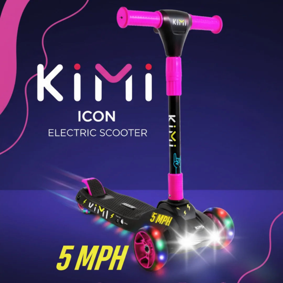 Foldable 3-Wheel Electric Scooter for Kids, Adjustable, Age 2-9, 5Mph, Lights, 10 Miles Range, Charger Included