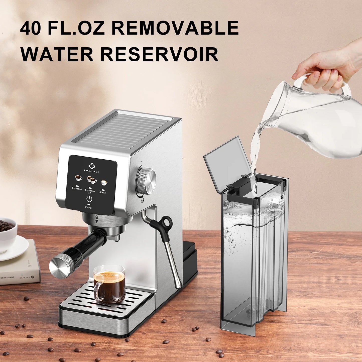 Espresso Machine 20 Bar, Professional Espresso Maker with Milk Frother Steam Wand