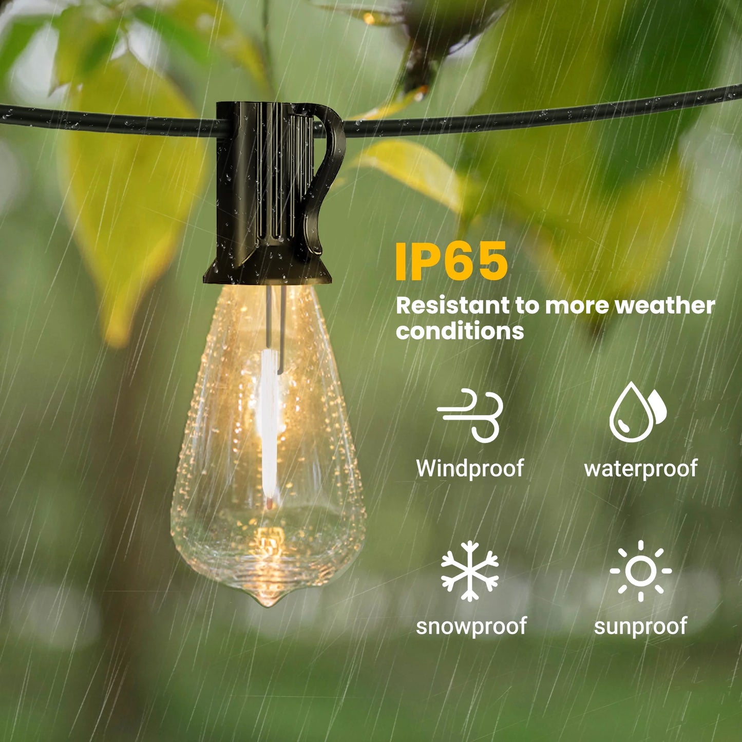150FT Solar Outdoor String Lights, with 75 ST38 Shatterproof Bulbs,Solar Powered, Waterproof Hanging Lights for Patio Garden Decor