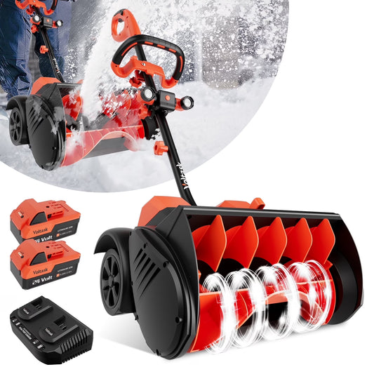 48V 16-Inch Cordless Snow Shovel with Wheels,Electric Snow Blower with LED Lights, 2 Batteries & Dual Quick Charger Included for Driveway