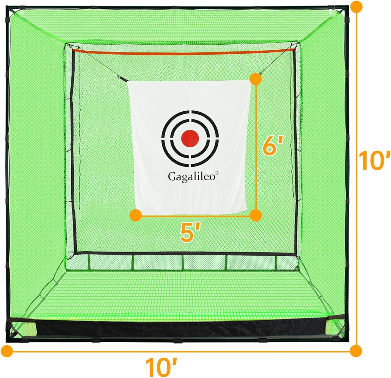 Golf Cage Net with Steel Frame and Target: 10X10X10FT Heavy Duty Practice Net for Backyard Driving & Indoor Driving Range Outdoor Training