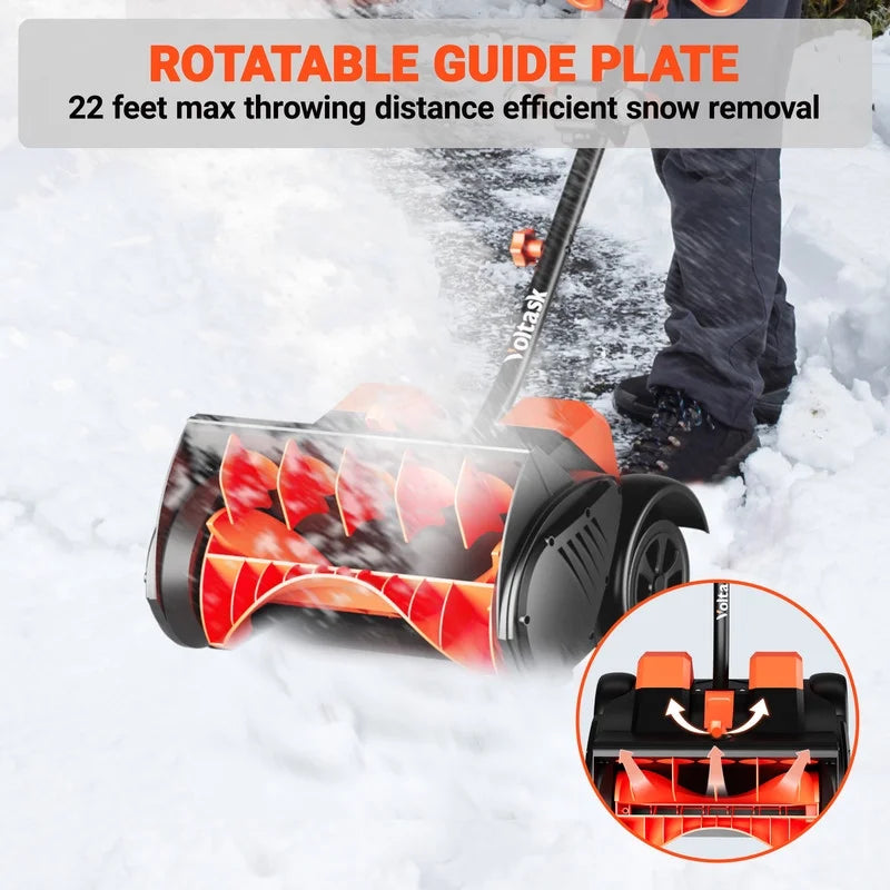 48V 16-Inch Cordless Snow Shovel with Wheels,Electric Snow Blower with LED Lights, 2 Batteries & Dual Quick Charger Included for Driveway