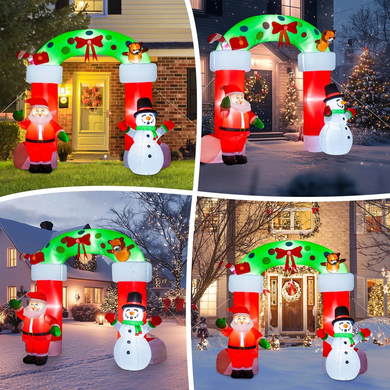 8.2Ft Christmas Inflatables Archway with Santa & Snowman, Christmas Arch Blow up Yard Decorations and Built-In LED Lights for Party Indoor, Outside, Garden, Lawn