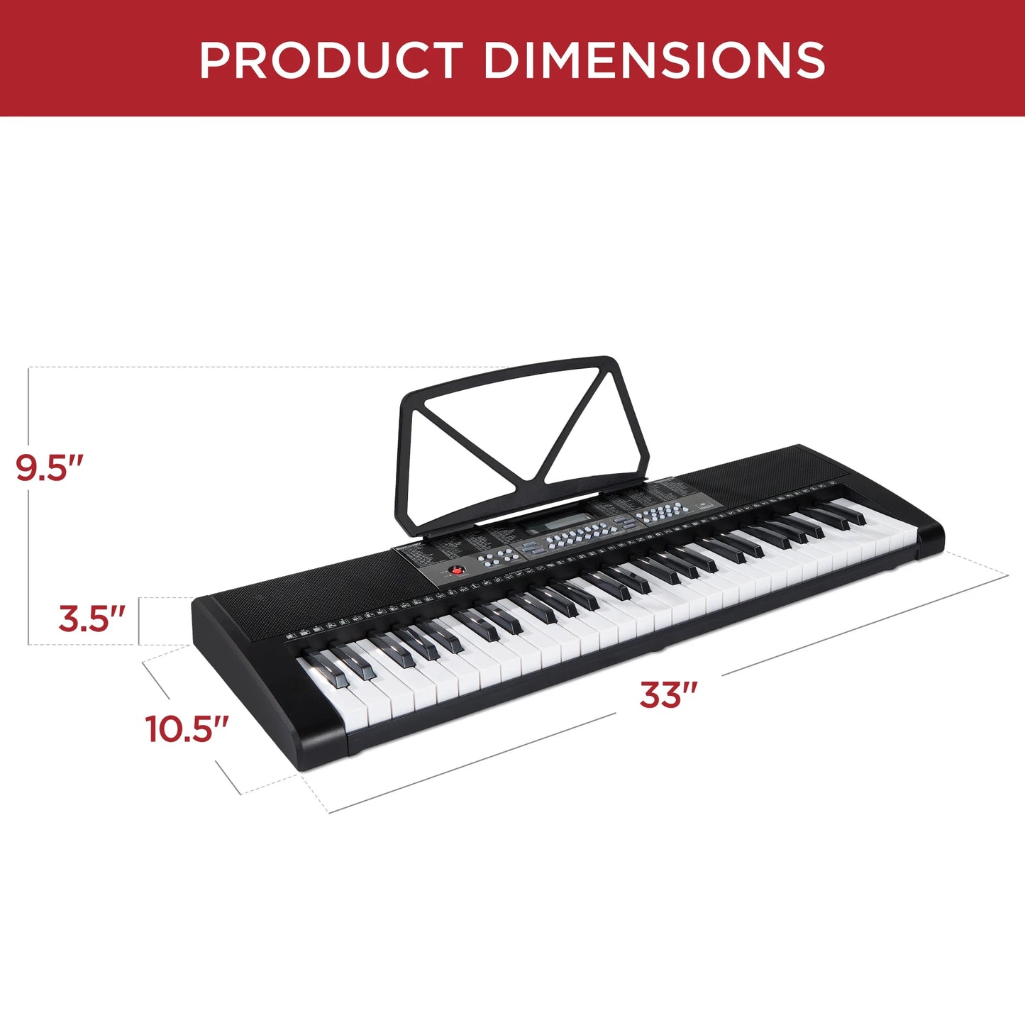 54-Key Beginners Electronic Keyboard Piano Set W/ LCD Screen, Lighted Keys, 3-Teaching Modes