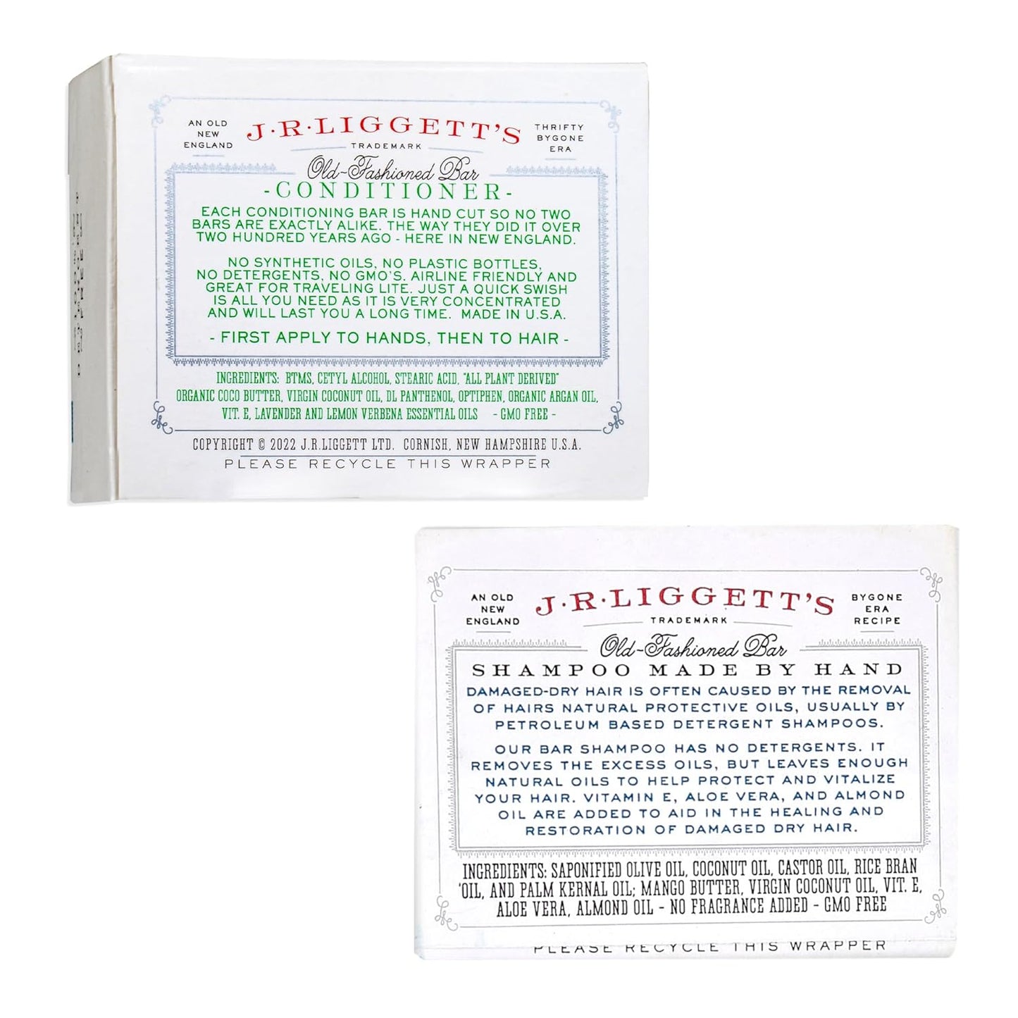 J.R.LIGGETT’S Shampoo and Conditioner Bar - Conditioner 1.75Oz + Two Moisturizing Formula Solid Shampoo Bar 3.5Oz - All-Natural Ingredients for Hair Clean, Soft, Tangle-Free, 3 Pack