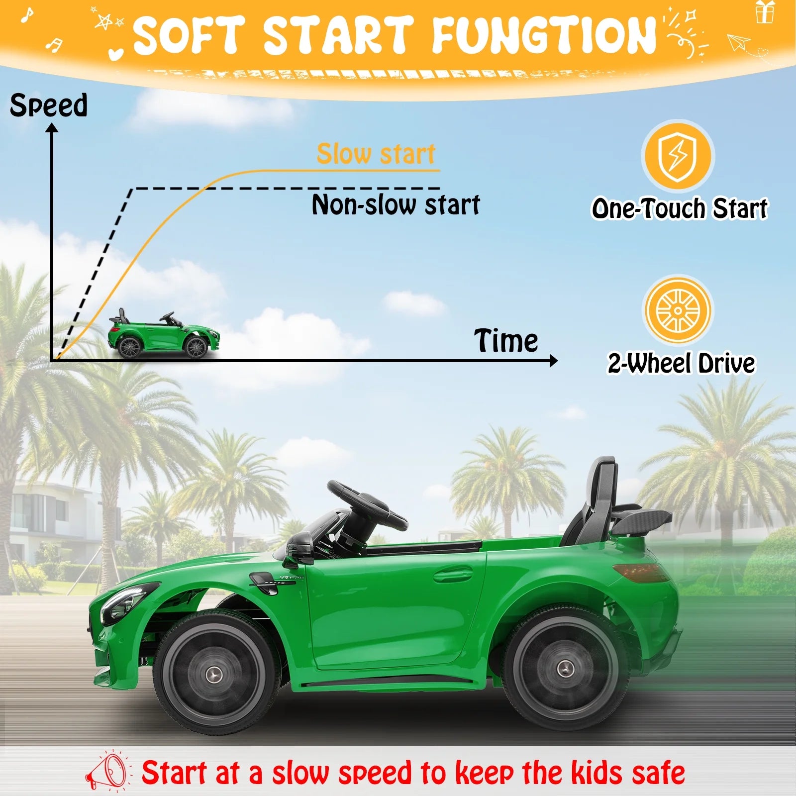 12V Licensed Mercedes-Benz Electric Ride on Cars Toys for Kids, Power Wheels with Parent Remote Control, Green