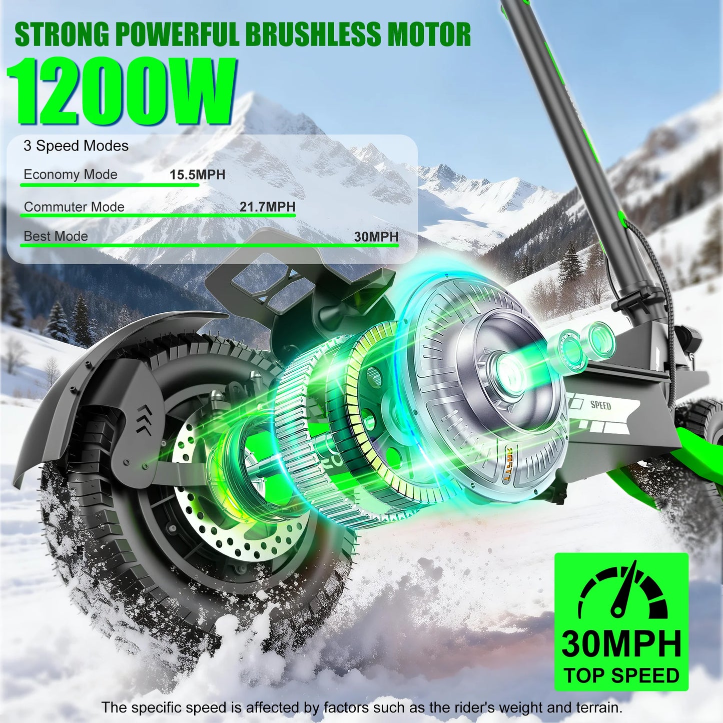 Folding Electric Scooter for Adults, 1200W Motor Fast E-Scooter, up to 30MPH Top Speed & 25Miles Long Range, 48V 13AH,11" Off-Road Tires Escooter, 330Lbs MAX Load