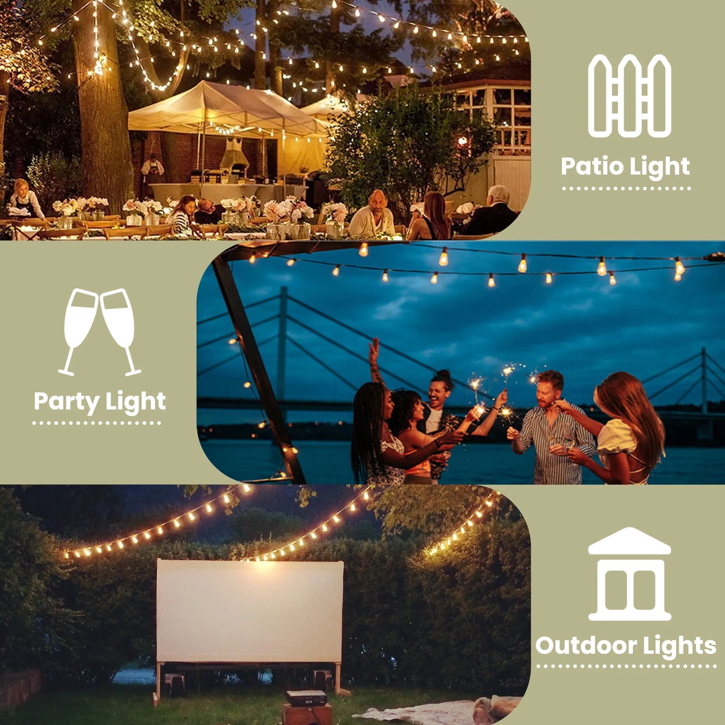 150FT Solar Outdoor String Lights, with 75 ST38 Shatterproof Bulbs,Solar Powered, Waterproof Hanging Lights for Patio Garden Decor