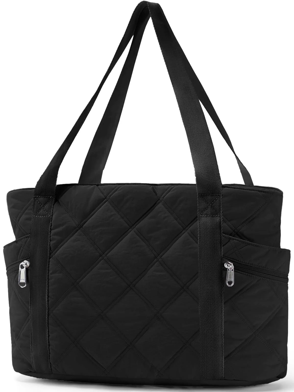 Tote Bag for Women Travel Bags Quilted Carry on Shoulder Bag for Travel Gym Weekend, Black