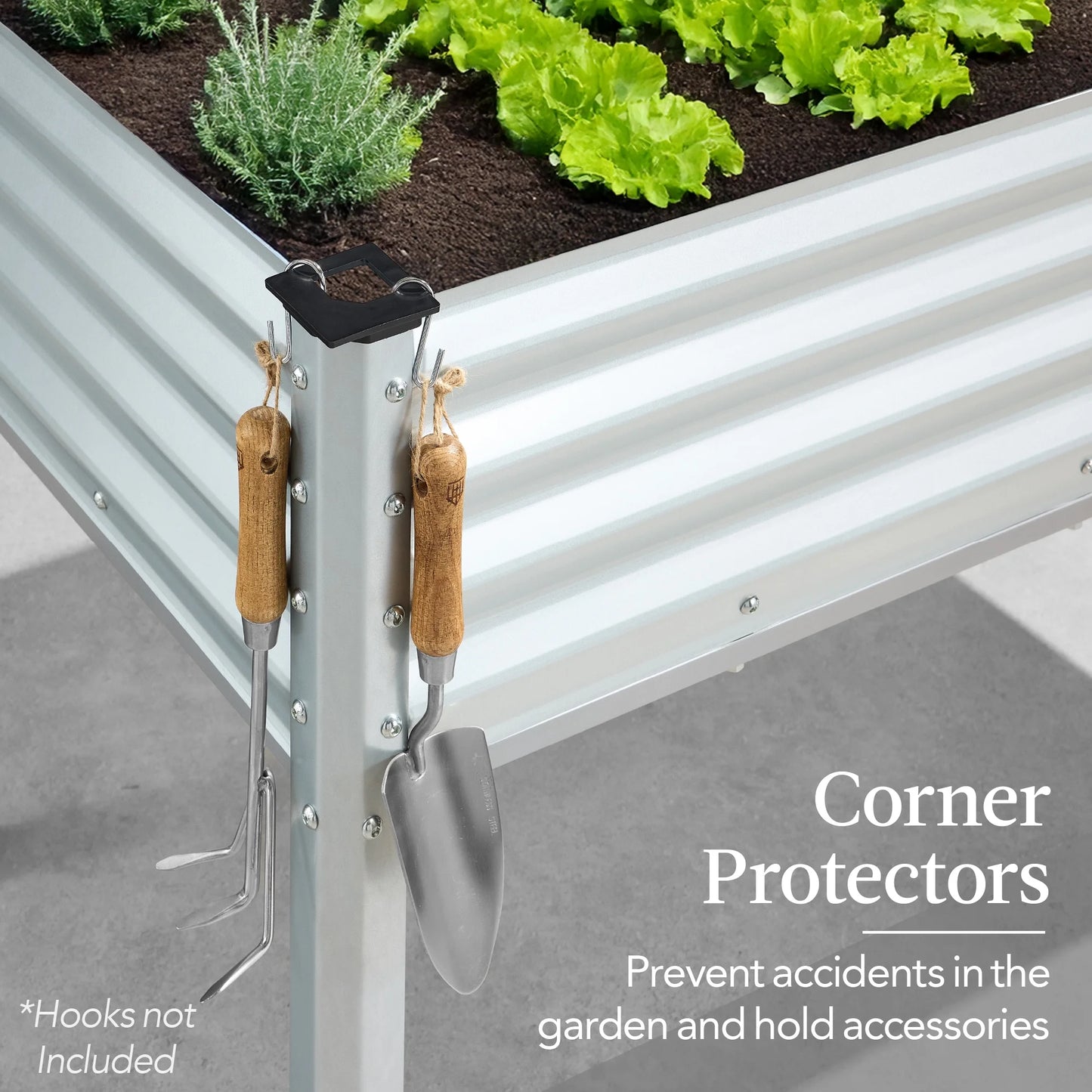 48X24X30In Elevated Galvanized Metal Garden Bed W/ Corner Protectors - Silver