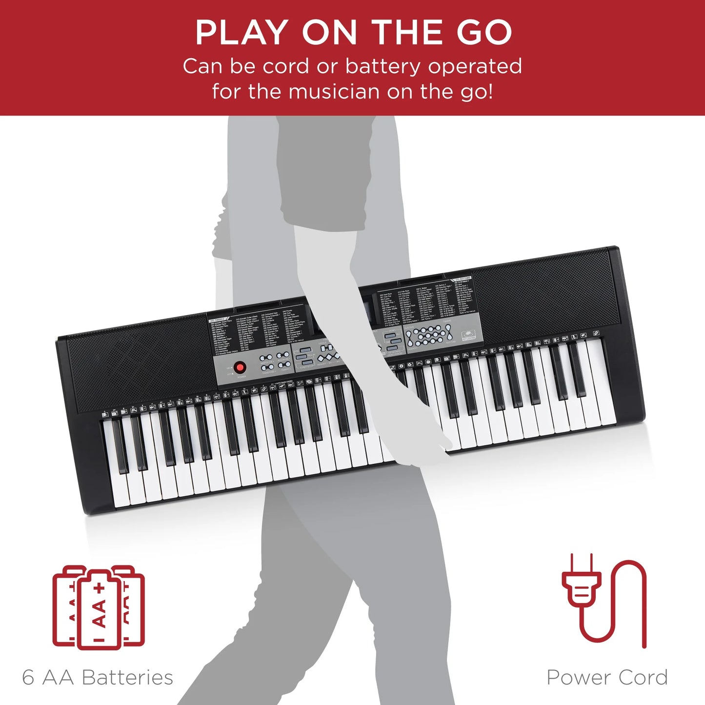 54-Key Beginners Electronic Keyboard Piano Set W/ LCD Screen, Lighted Keys, 3-Teaching Modes