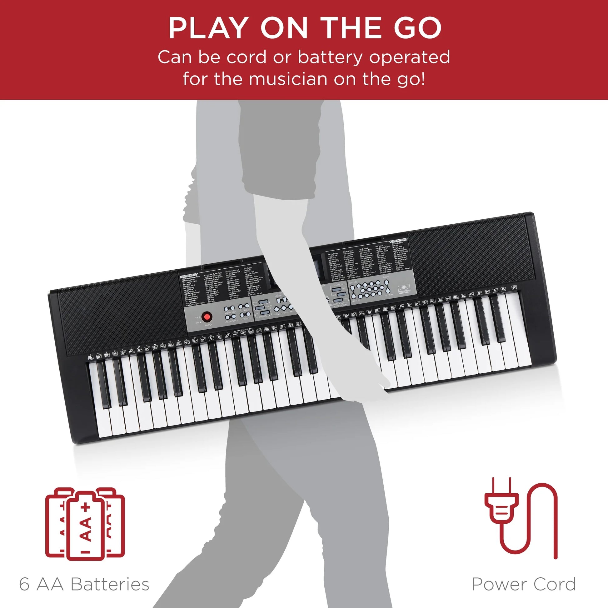 54-Key Beginners Electronic Keyboard Piano Set W/ LCD Screen, Lighted Keys, 3-Teaching Modes