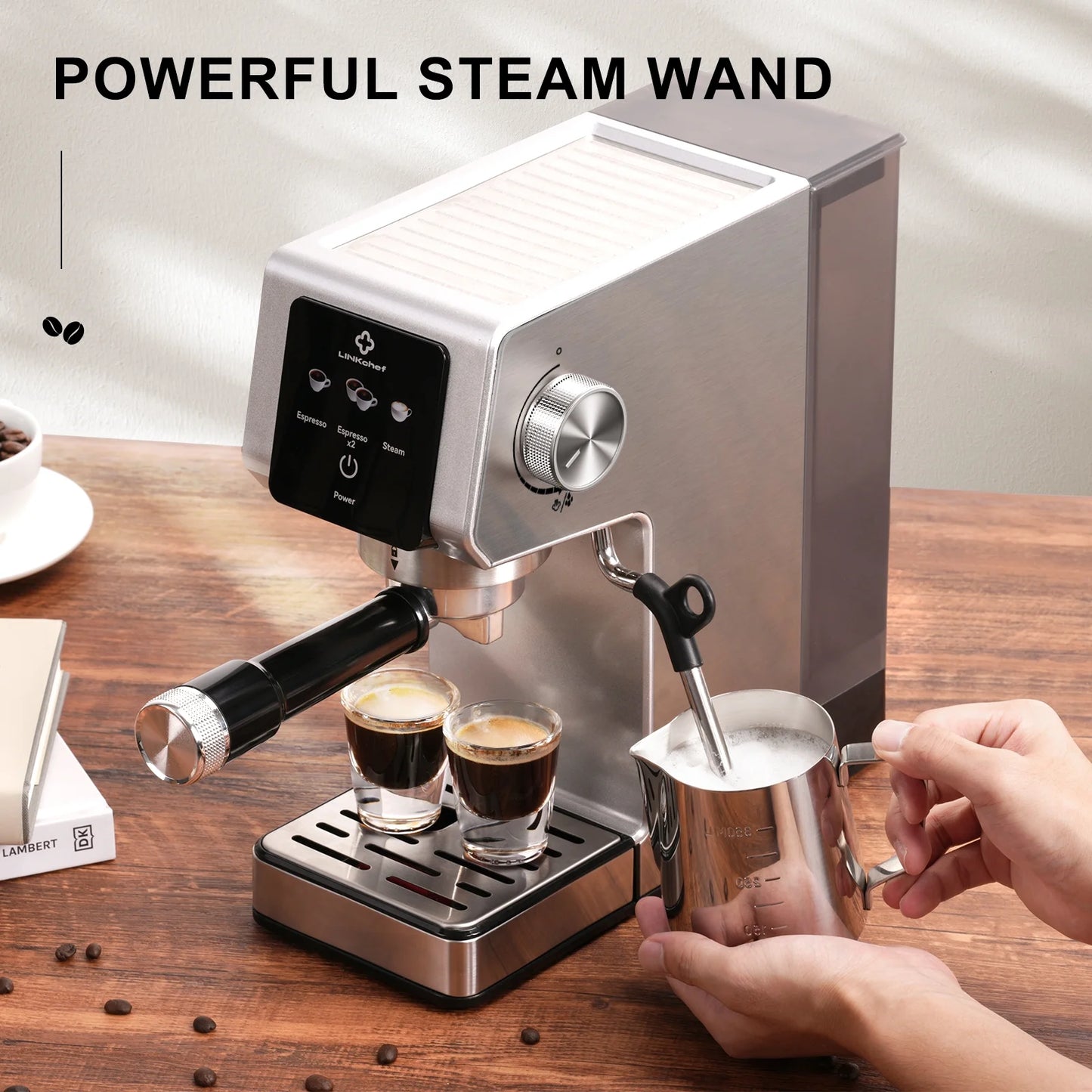 Espresso Machine 20 Bar, Professional Espresso Maker with Milk Frother Steam Wand