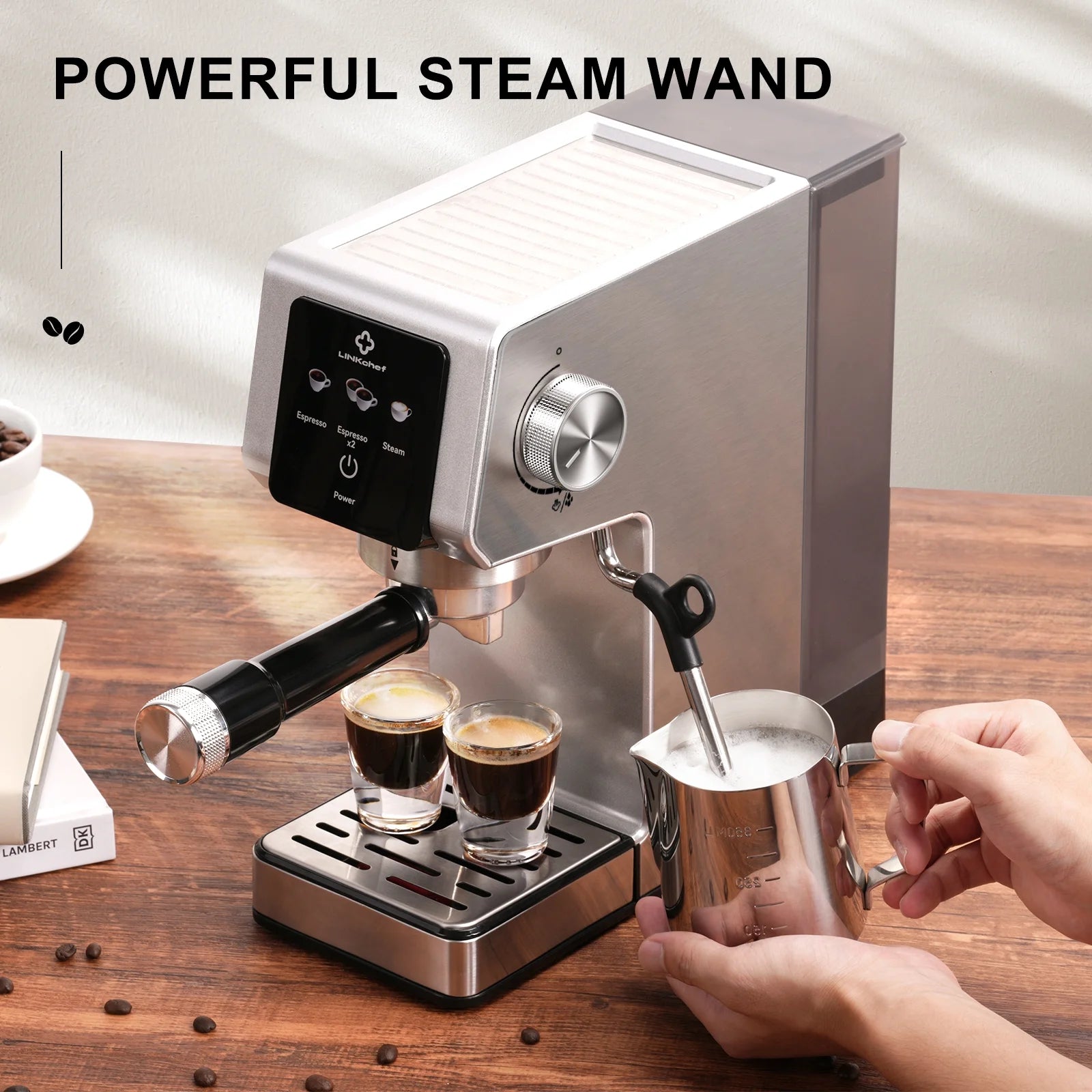 Espresso Machine 20 Bar, Professional Espresso Maker with Milk Frother Steam Wand