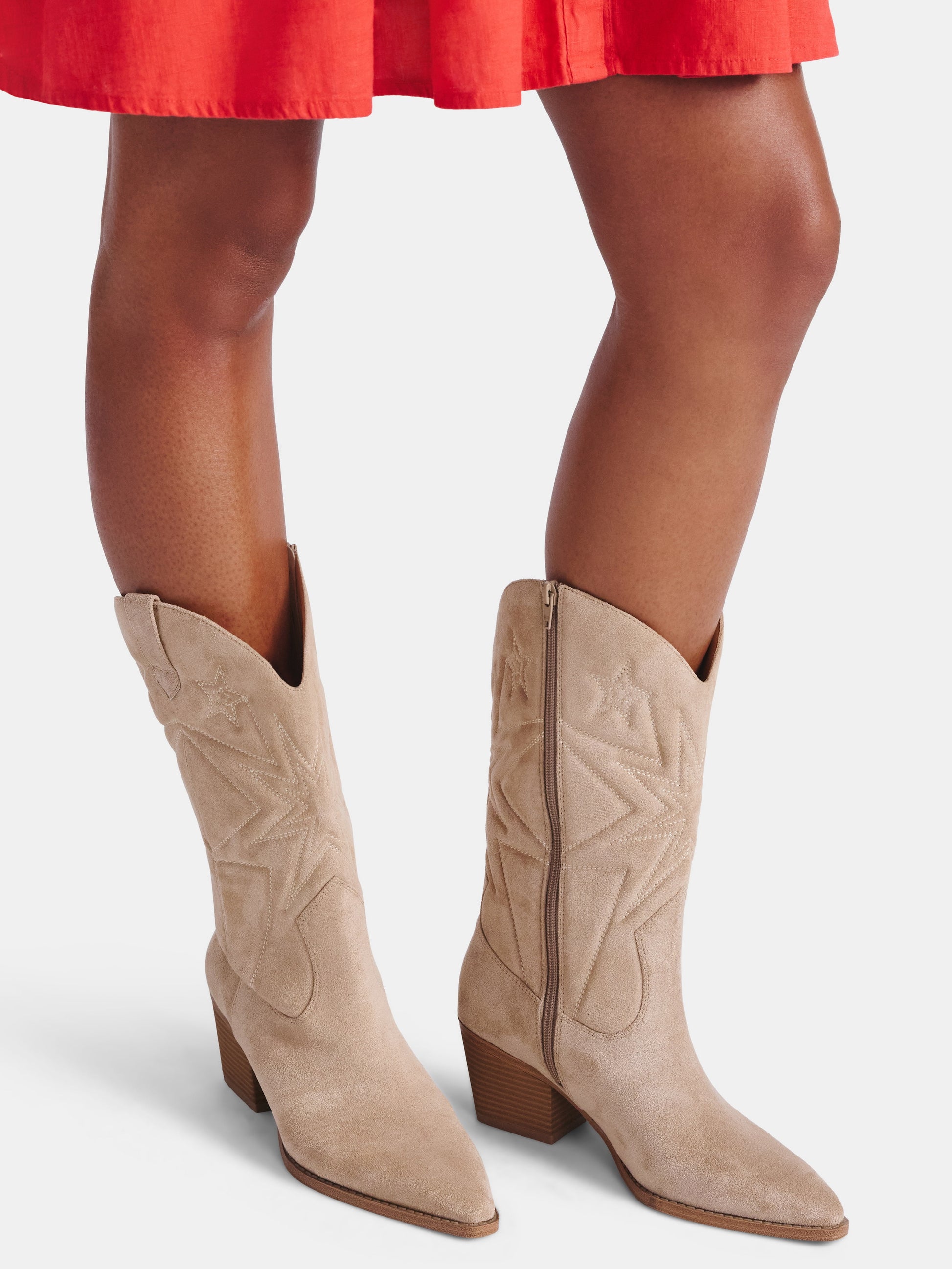Women'S Faux Suede Embroidered Western Boots, Wide Width Available