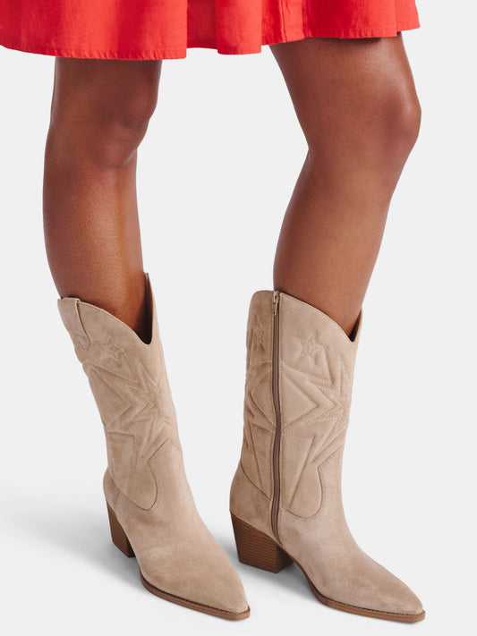 Women'S Faux Suede Embroidered Western Boots, Wide Width Available