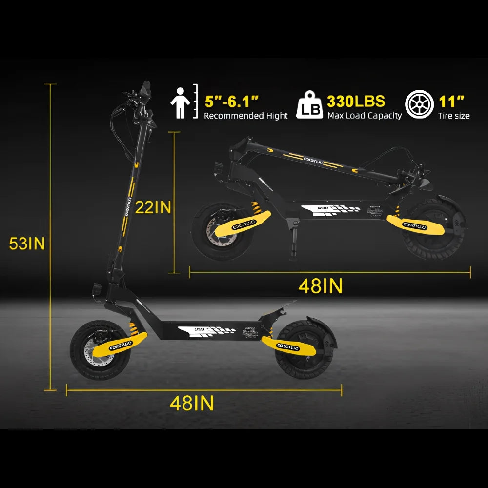 Folding Electric Scooter for Adults, 1200W Motor Fast E-Scooter, up to 30MPH Top Speed & 25Miles Long Range, 48V 13AH,11" Off-Road Tires Escooter, 330Lbs MAX Load