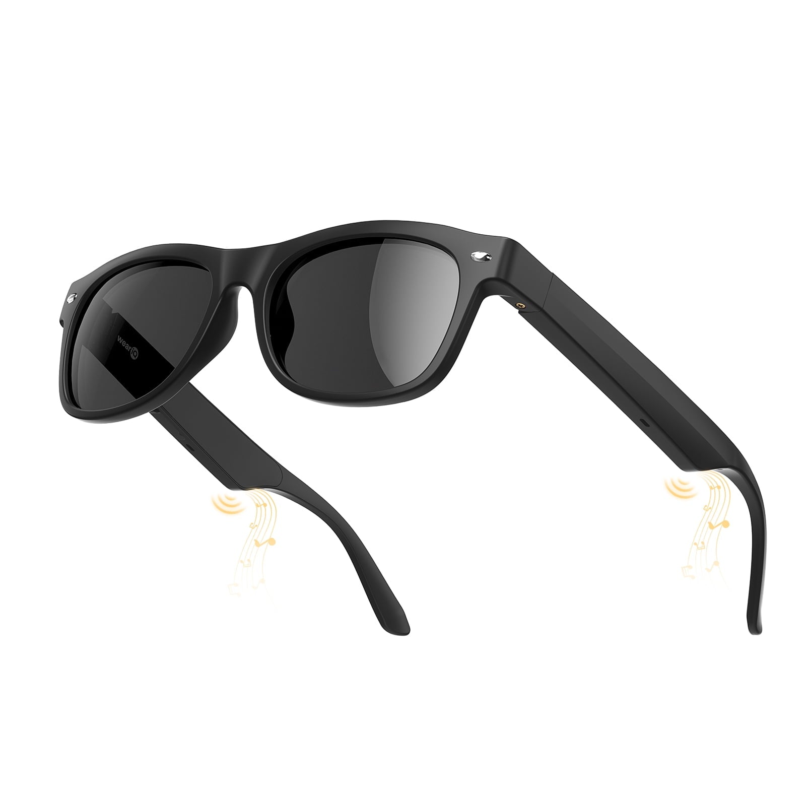 Weariq Bluetooth Smart Glasses – Matte Black Audio Sunglasses – Black Polarized Lenses, Open-Ear Speaker, 10-Hour Playtime, Hands-Free Calls, Voice Assistanthands-Free Calls & Music