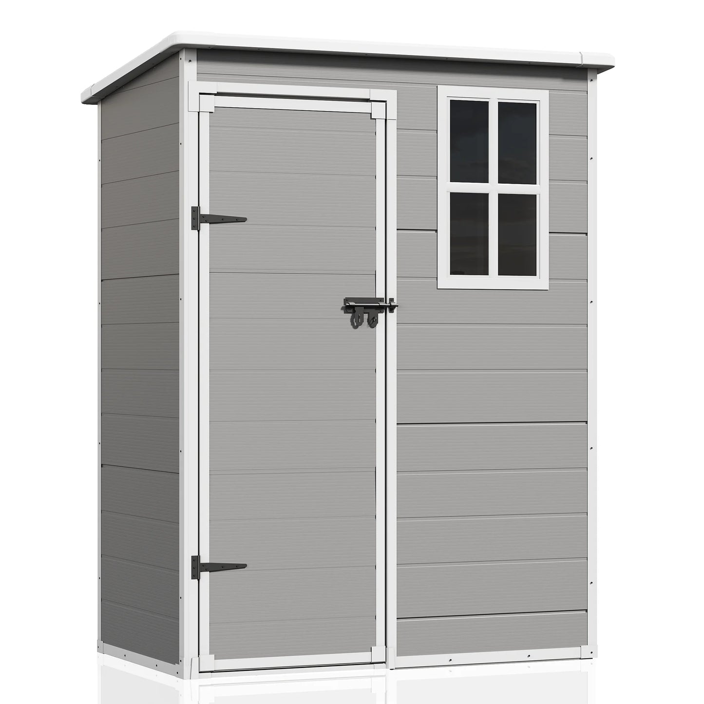 Outdoor Storage Shed 5X3 FT, Resin Garden Shed for Backyard, Patio, Lawn, Grey & White
