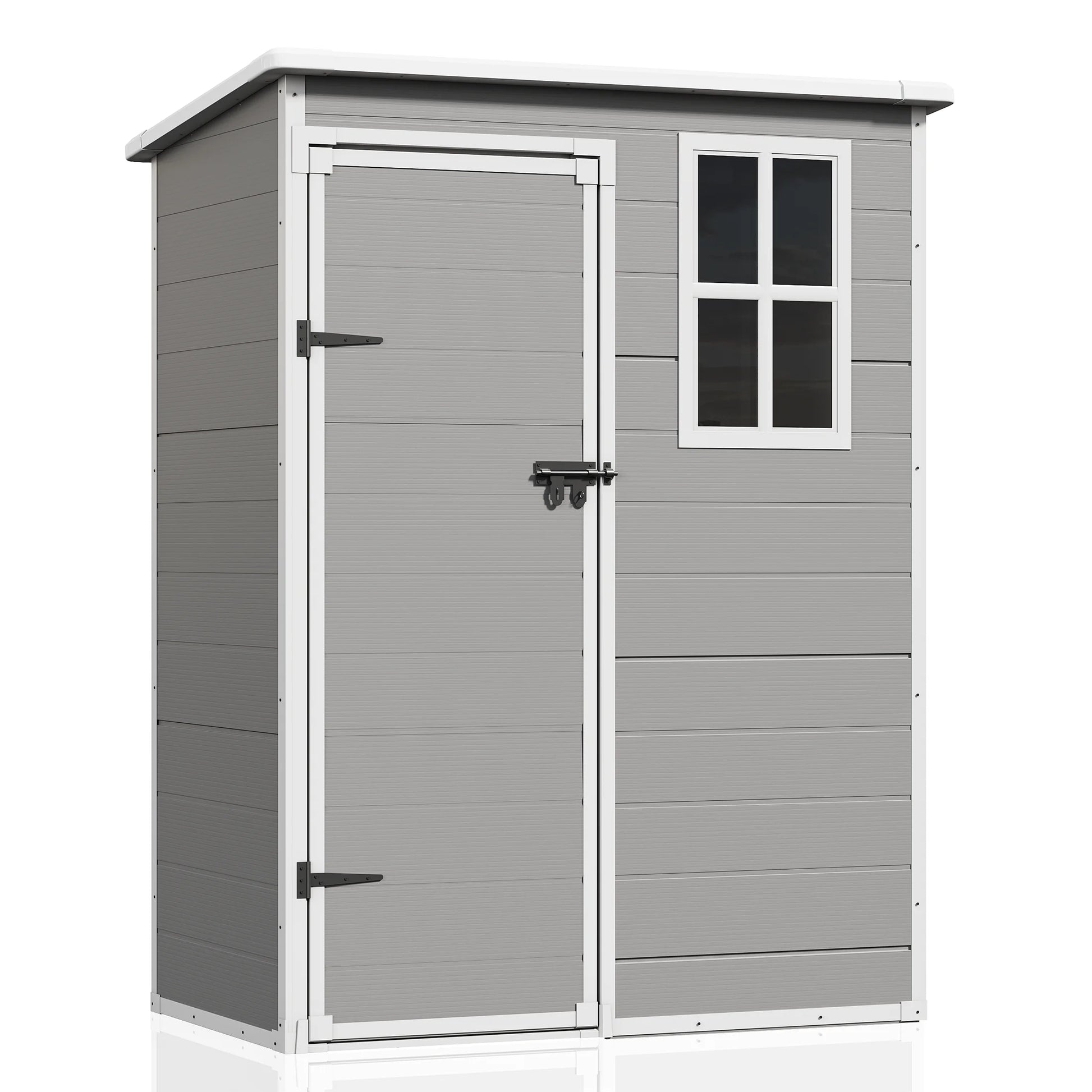 Outdoor Storage Shed 5X3 FT, Resin Garden Shed for Backyard, Patio, Lawn, Grey & White