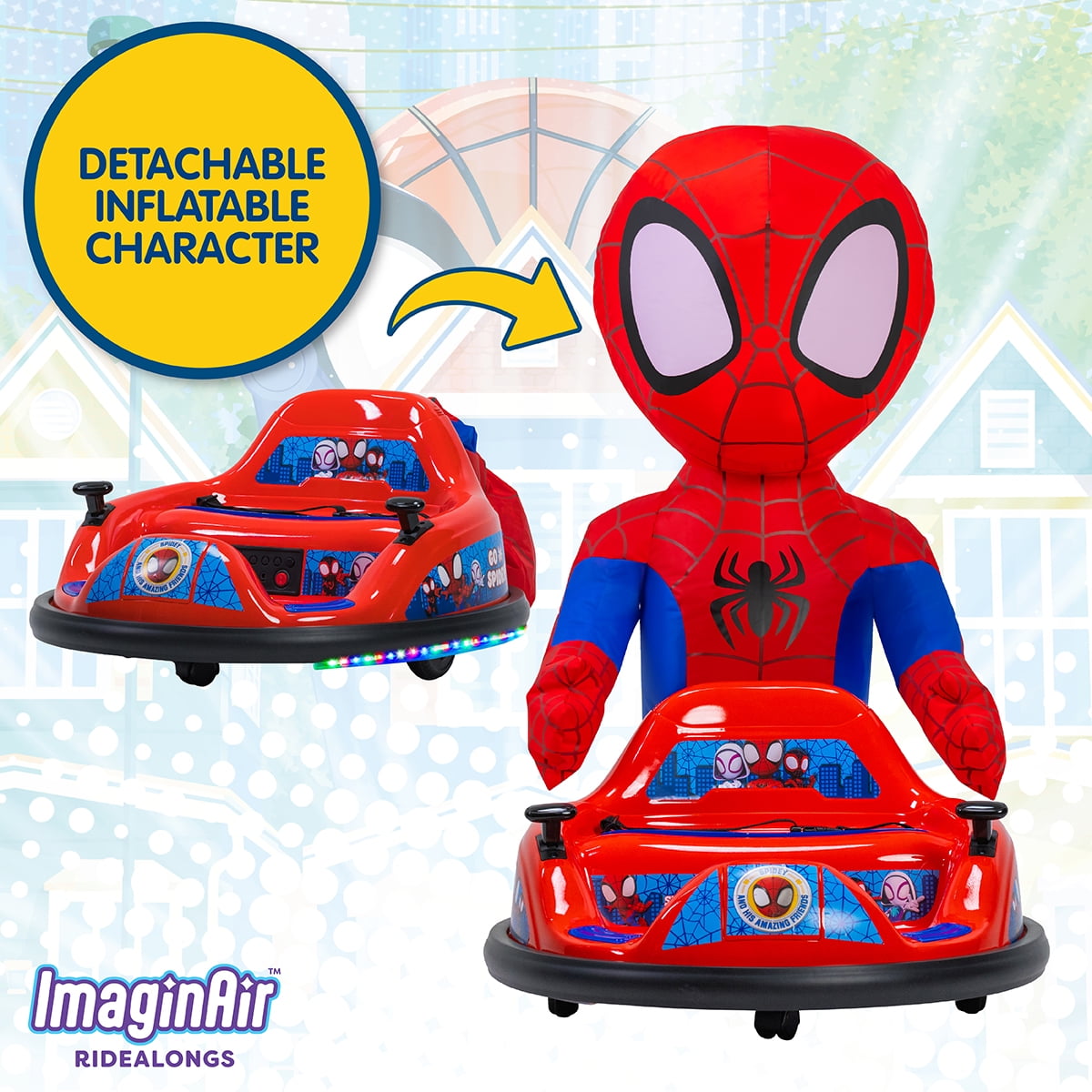 Marvel Spidey Imaginair 6V Ride-On Bumper Car with Inflatable Character