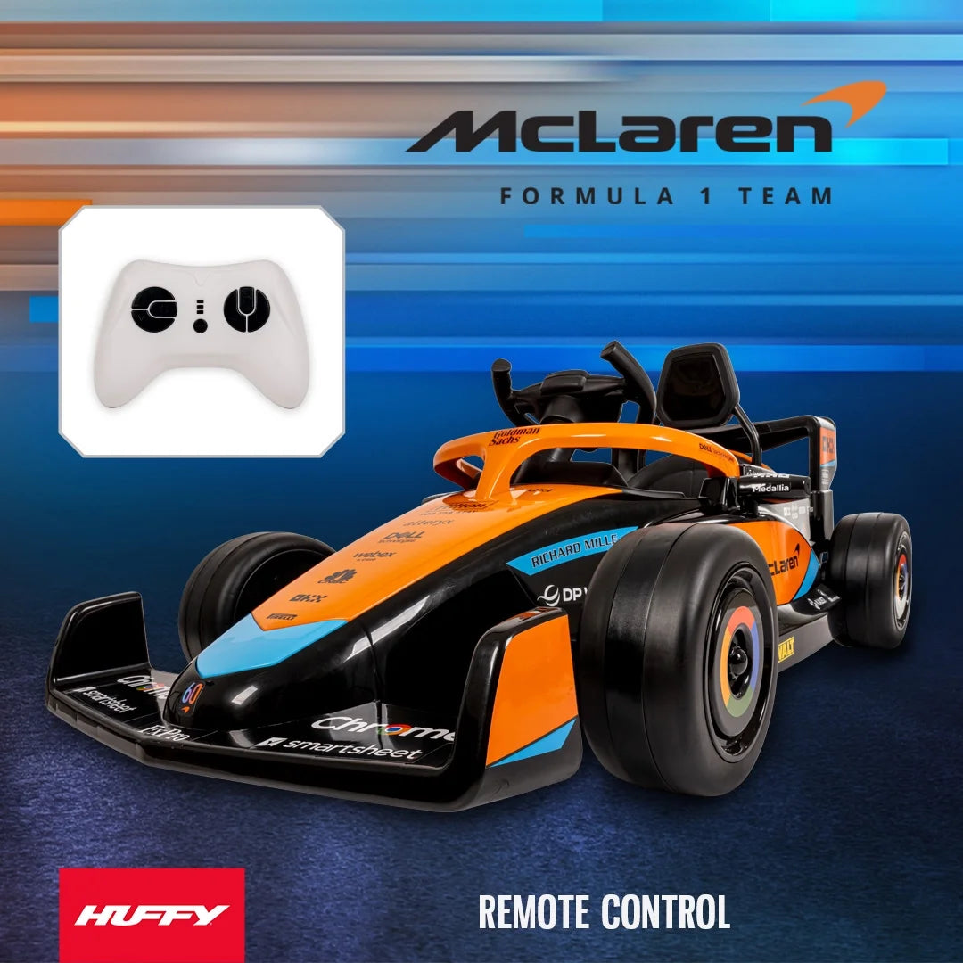 12V Mclaren Formula 1 Kids Ride-On Car with Remote Control, Ages 3–5, Black - One Unit