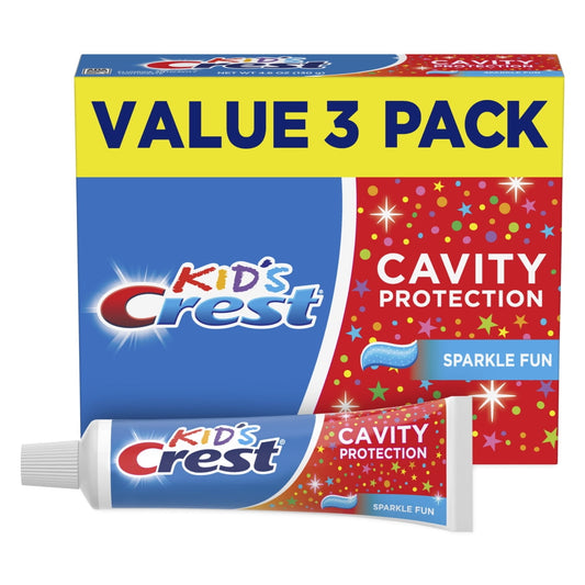 Kids Cavity Protection Toothpaste, Sparkle Fun Flavor, 4.6 Oz Triple Pack, for Ages 3+