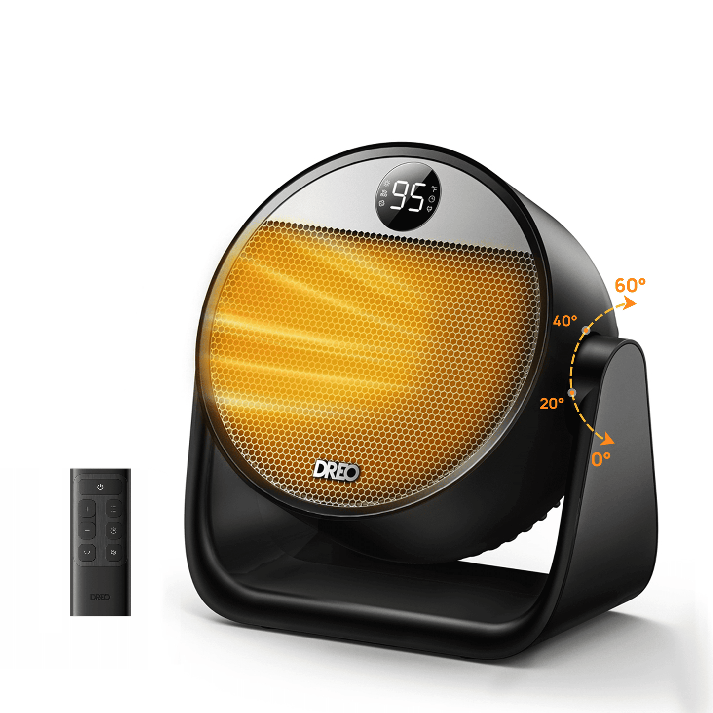 Heater, Space Heater with 60° Adjustable Tilt, 1500W Electric Heaters for inside with Thermostat, 8 Safety Protections, 12H Timer, 3 Modes, Remote, Portable Heater for Home, Office