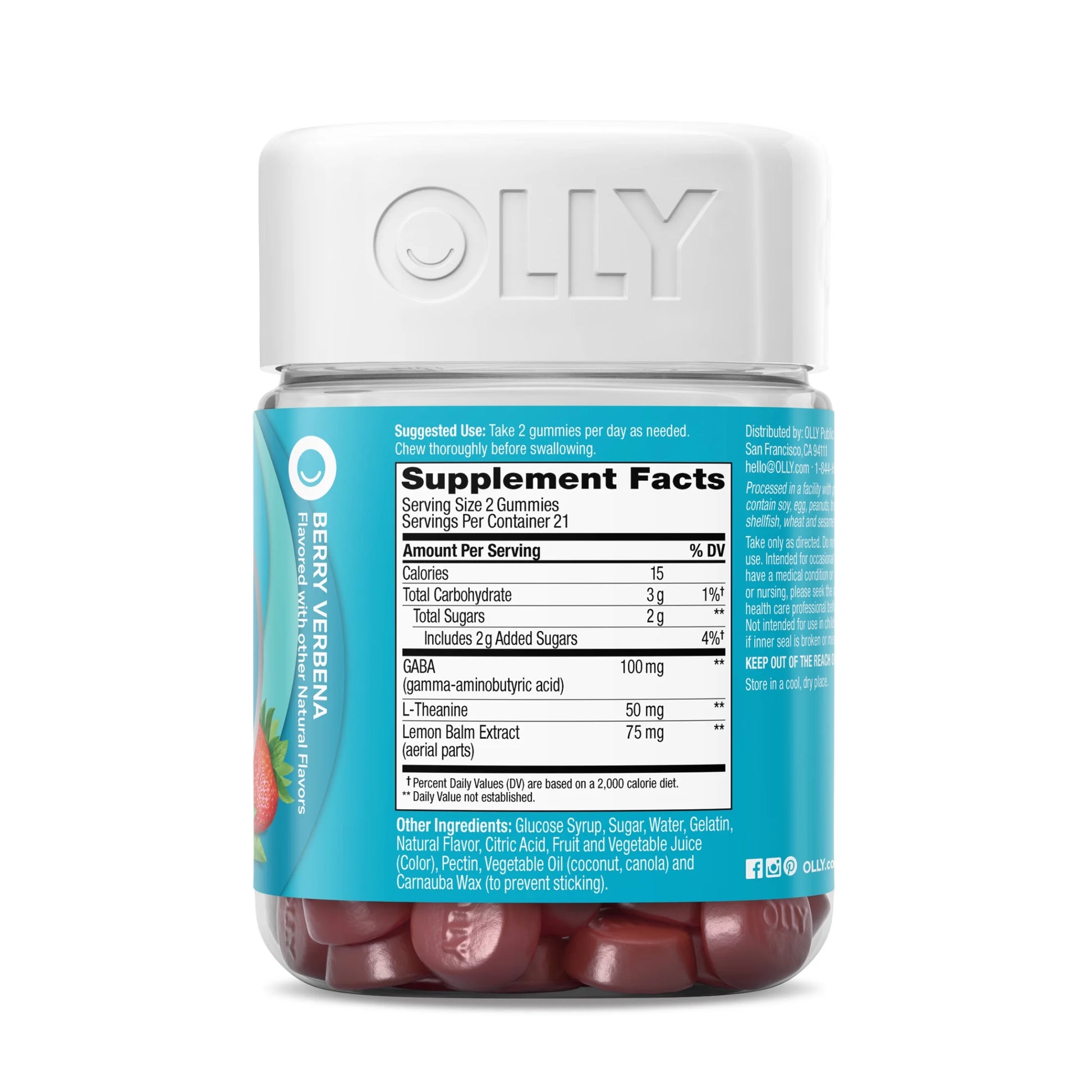 Goodbye Stress Gummy, Stress Support, GABA, L-Theanine, Lemon Balm, Chamomile, Berry, 42 Ct
