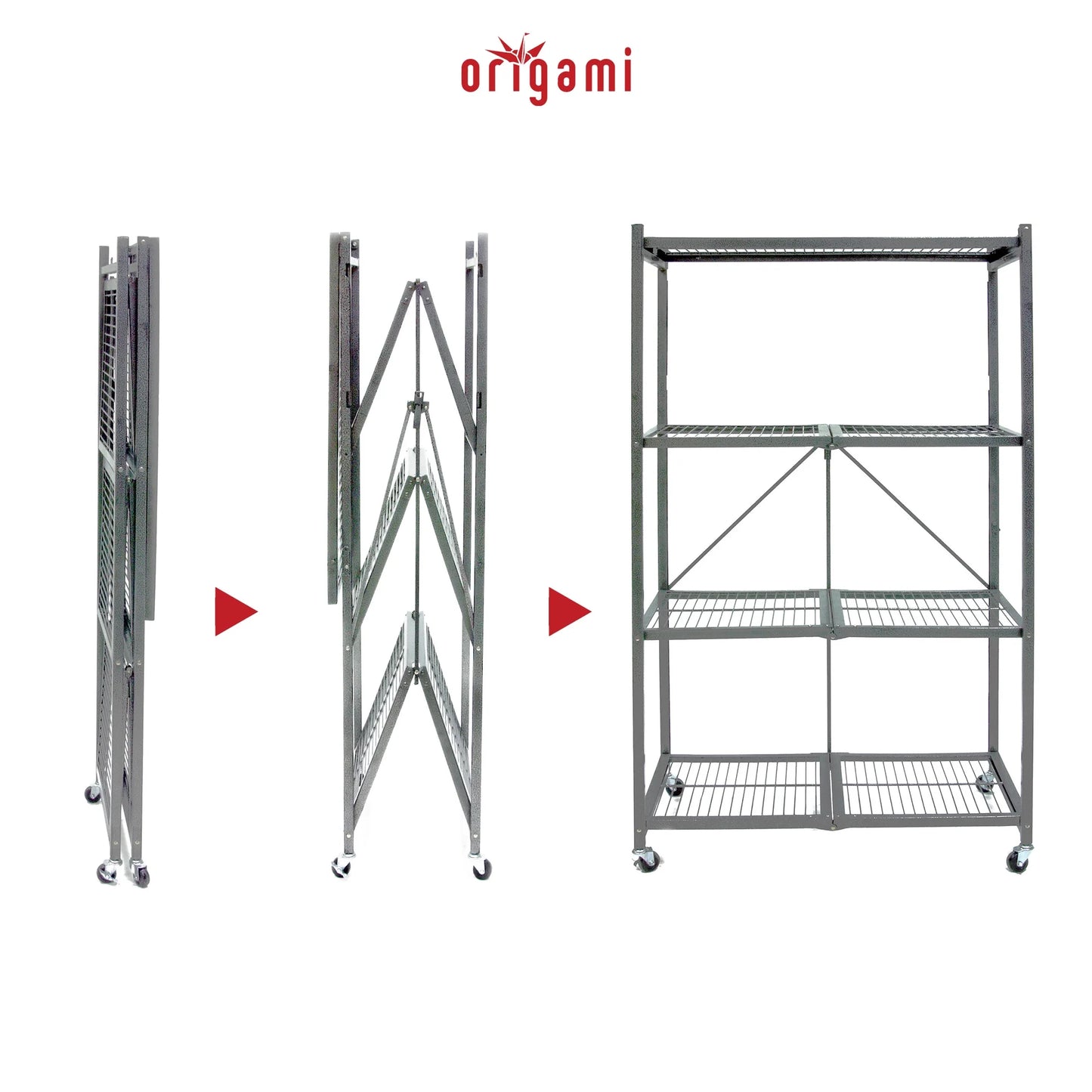 4-Shelf R5 Series Storage Rack with Wheels, Gray