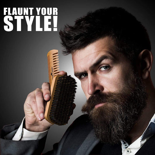 Beard Brush, Beard Comb, Beard Oil, & Beard Balm Grooming Kit for Men'S Care, Travel Facial Hair Set for Growth, Styling, Shine & Softness, Great Gifts for Him