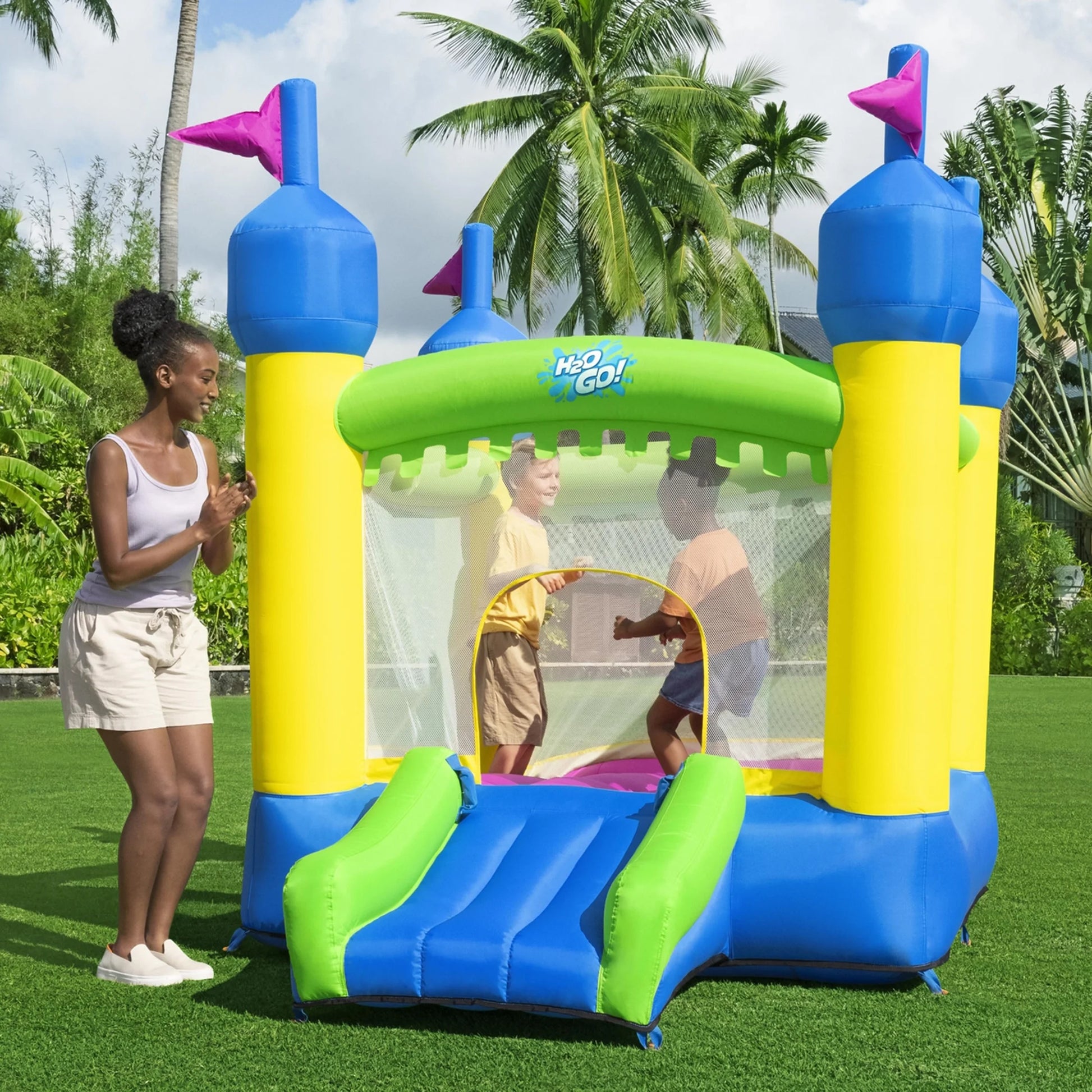 Castletopia Bounce House with Extra-Wide Slide and Blower, Indoor/Outdoor, Ages 3+