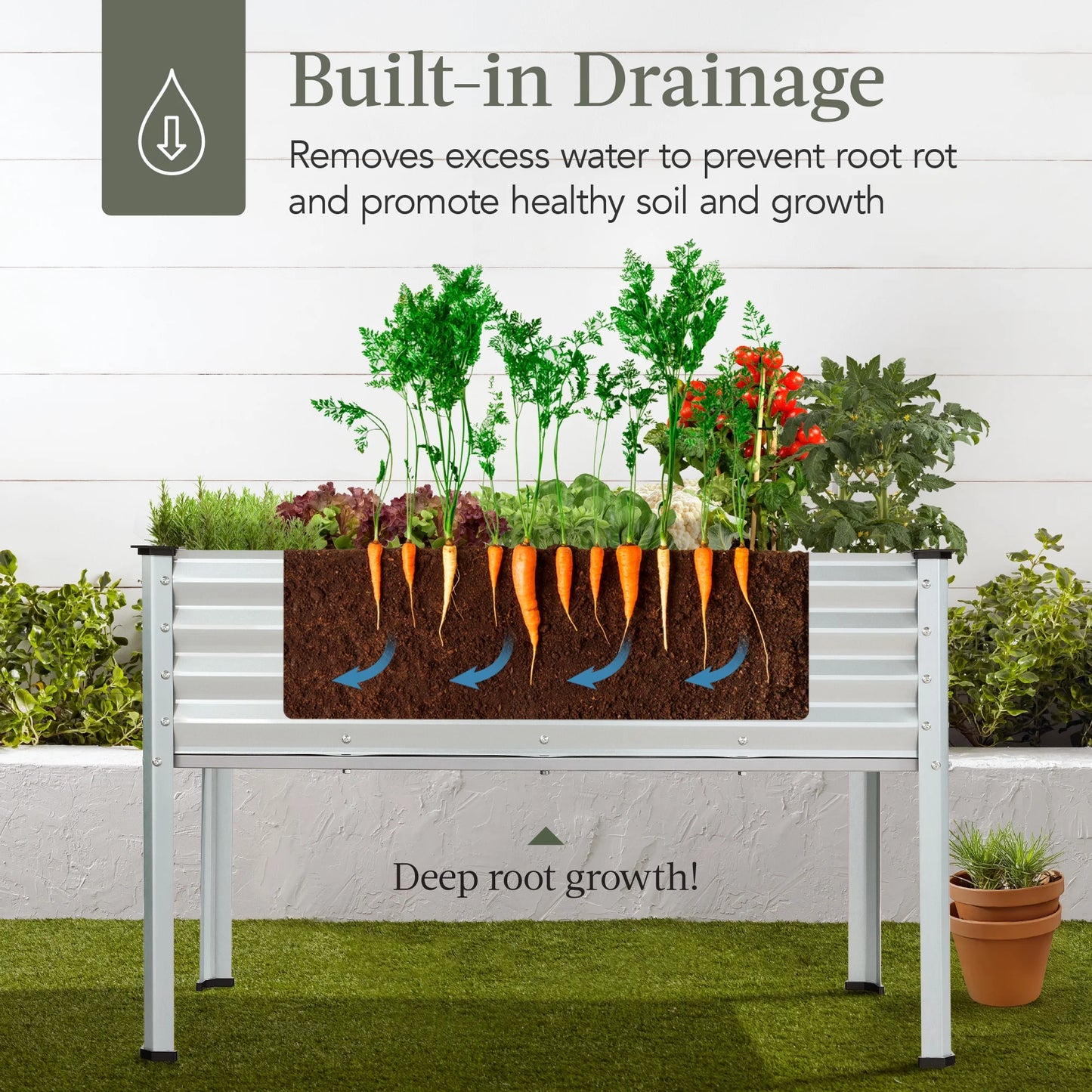 48X24X30In Elevated Galvanized Metal Garden Bed W/ Corner Protectors - Silver