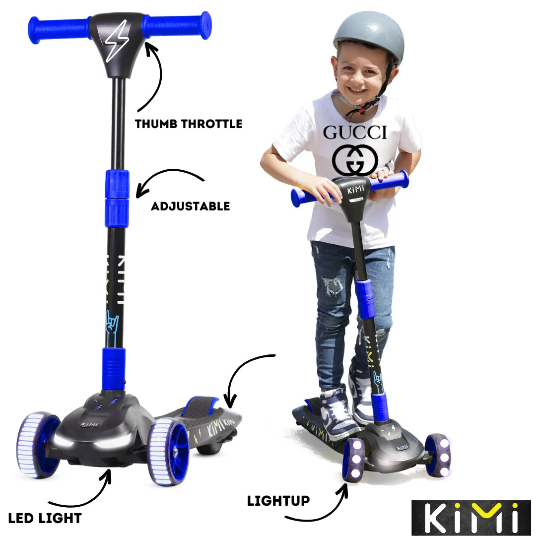 Foldable 3-Wheel Electric Scooter for Kids, Adjustable, Age 2-9, 5Mph, Lights, 10 Miles Range, Charger Included