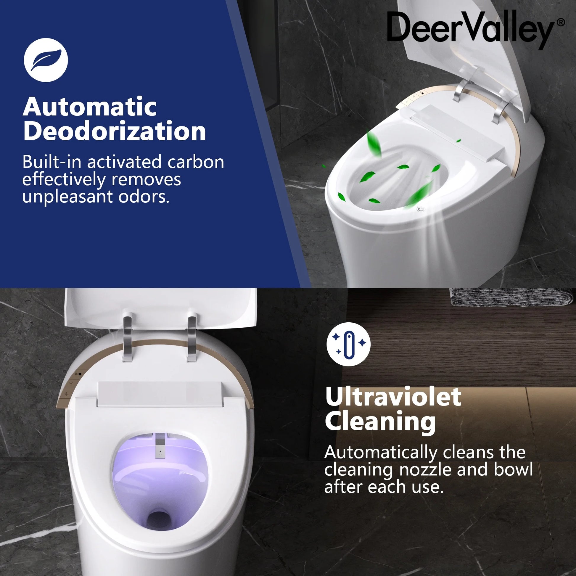 Tankless Elongated Smart Toilet Bidet 1.1/1.45 GPF in White with Auto Close/Flush, UV Sterilization, Warm Water, Dryer