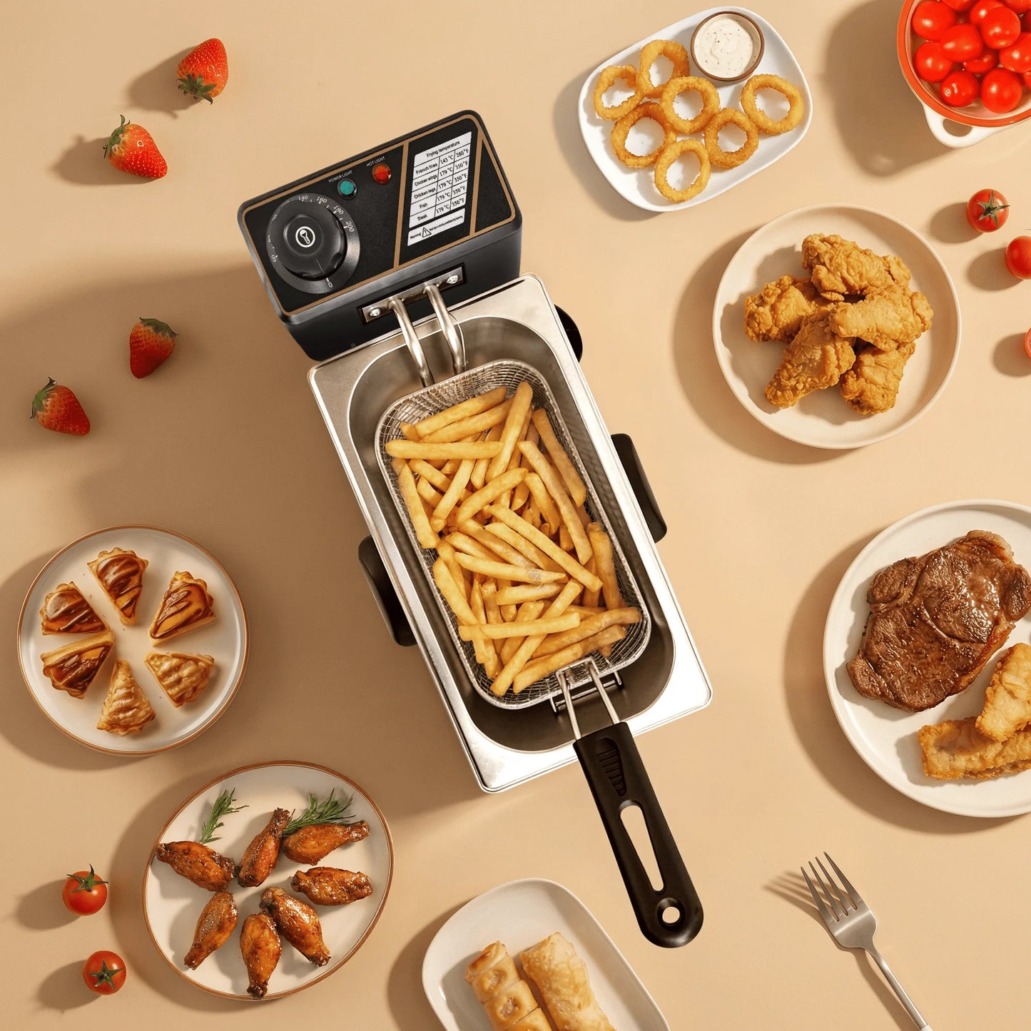 Deep Fryer with Baskets, 3.5QT Electric Fryer with Adjustable Temp & Timer, Nonstick Tank for Chicken & Fries