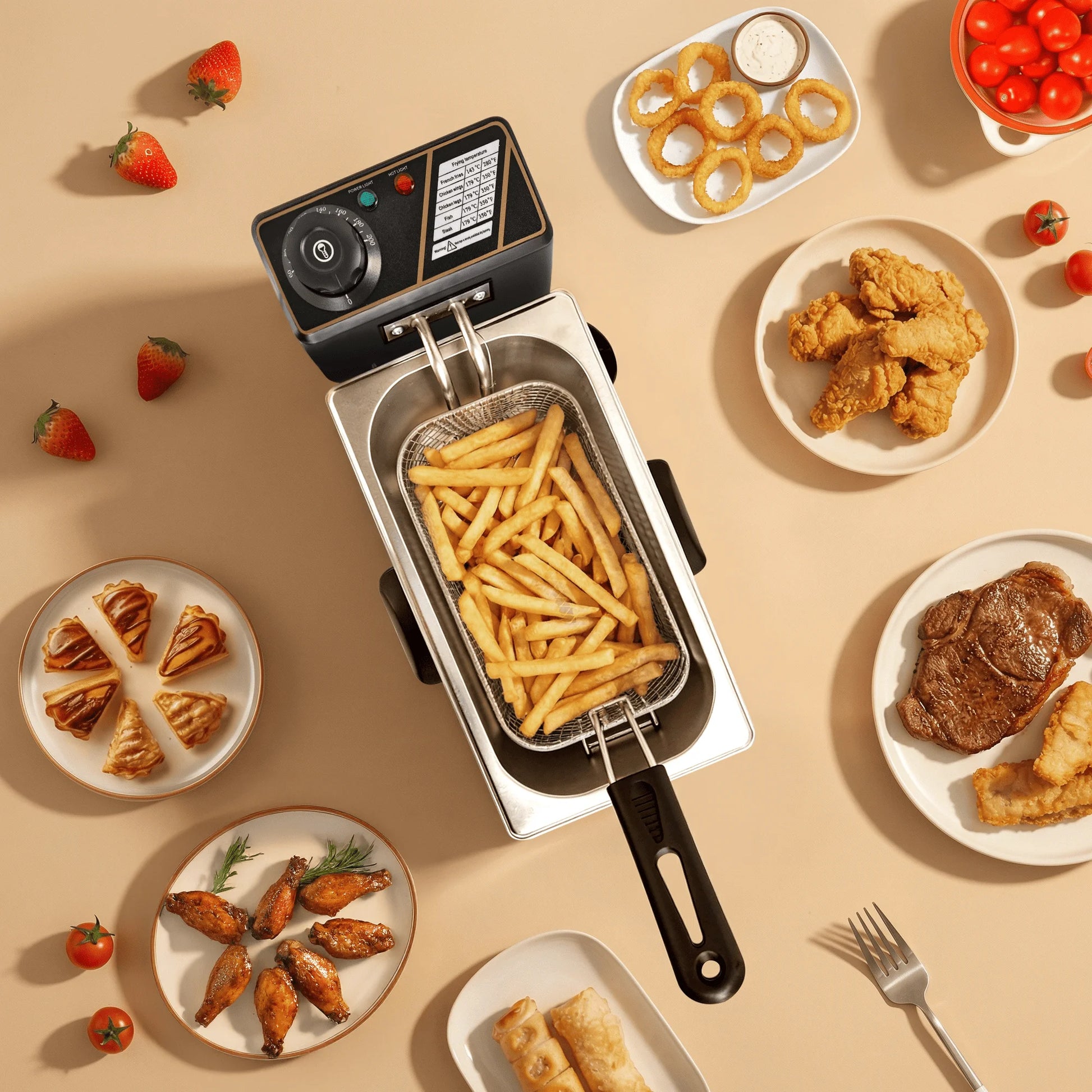 Deep Fryer with Baskets, 3.5QT Electric Fryer with Adjustable Temp & Timer, Nonstick Tank for Chicken & Fries
