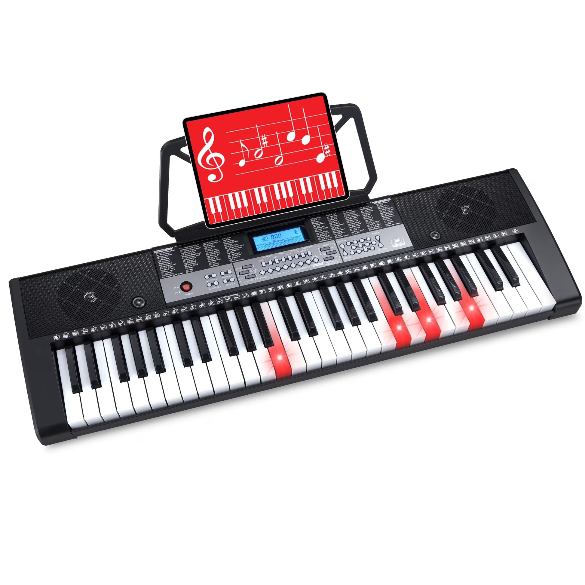 54-Key Beginners Electronic Keyboard Piano Set W/ LCD Screen, Lighted Keys, 3-Teaching Modes