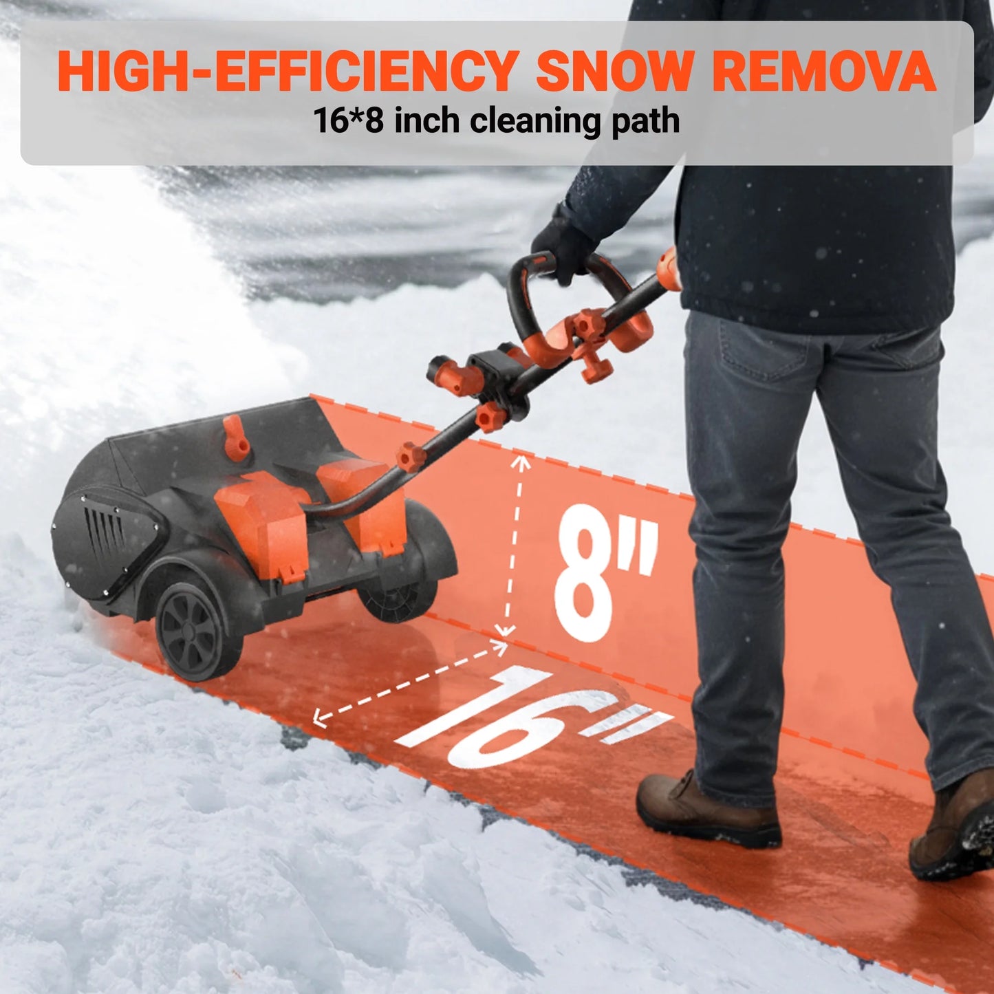 48V 16-Inch Cordless Snow Shovel with Wheels,Electric Snow Blower with LED Lights, 2 Batteries & Dual Quick Charger Included for Driveway
