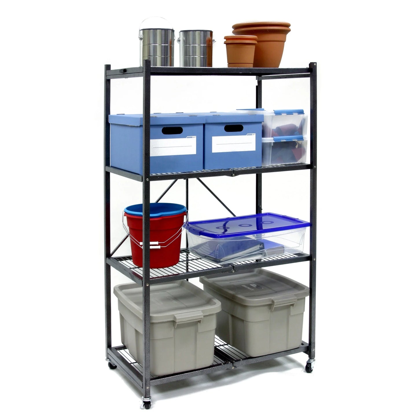 4-Shelf R5 Series Storage Rack with Wheels, Gray