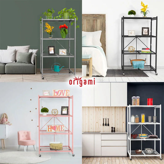 4-Shelf R5 Series Storage Rack with Wheels, Gray