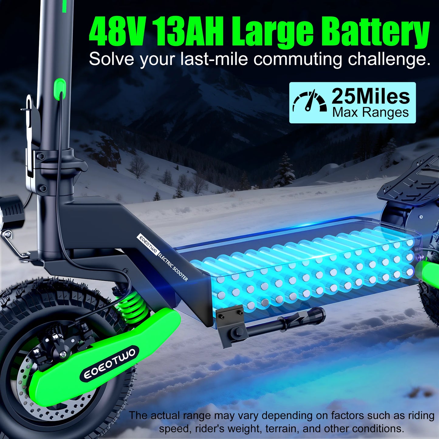 Folding Electric Scooter for Adults, 1200W Motor Fast E-Scooter, up to 30MPH Top Speed & 25Miles Long Range, 48V 13AH,11" Off-Road Tires Escooter, 330Lbs MAX Load